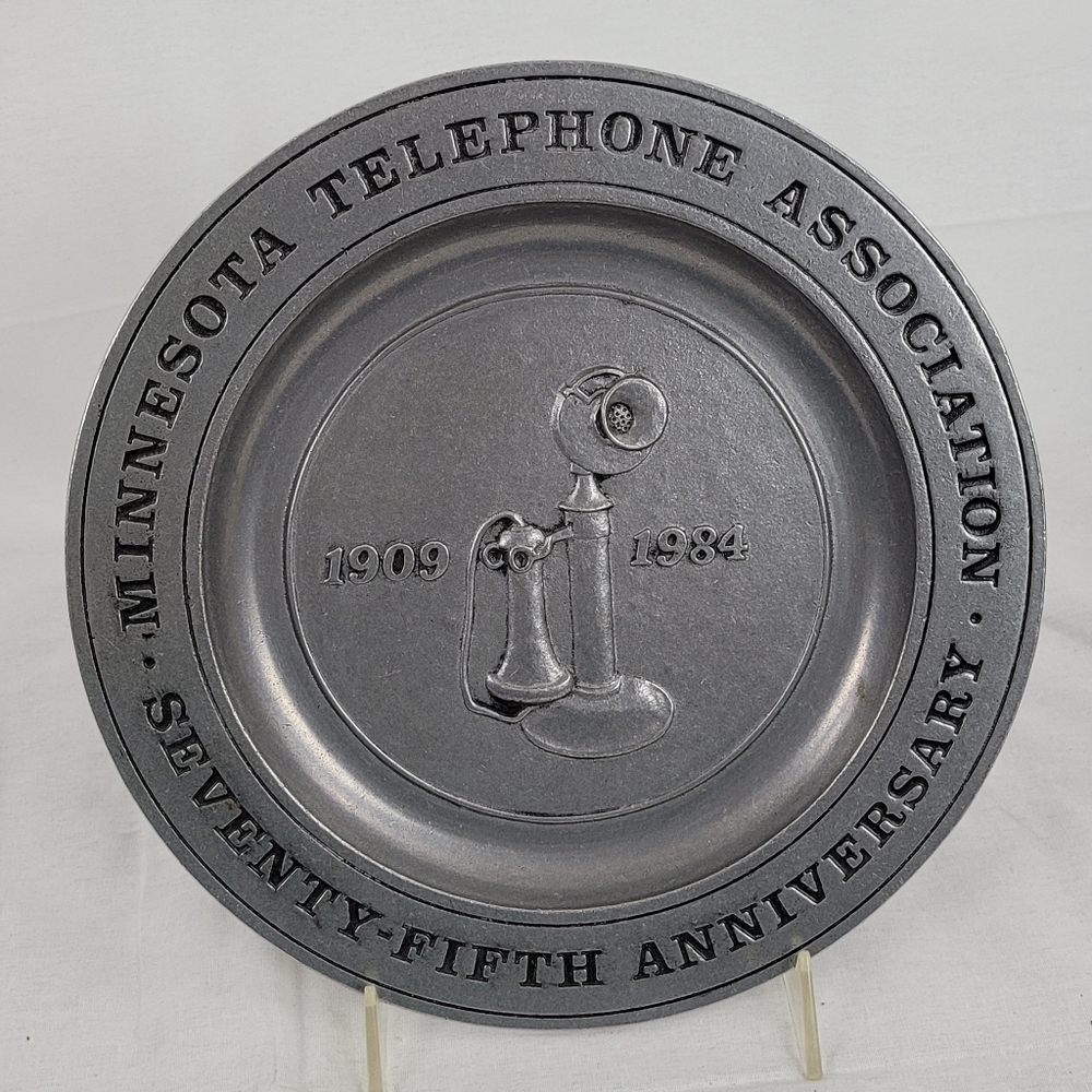 75th anniversary telephone company pewter plate